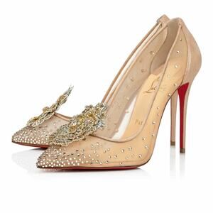 Christian Louboutin Marenude 100 Nude Strass Crystal Mesh Pigalle Heel Pump 40